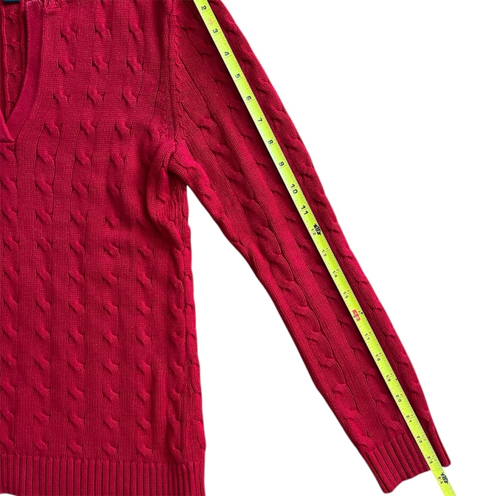 Lauren Ralph Lauren Cable-knit Sweater Cotton Red Women’s Size Medium - Picture 6 of 11